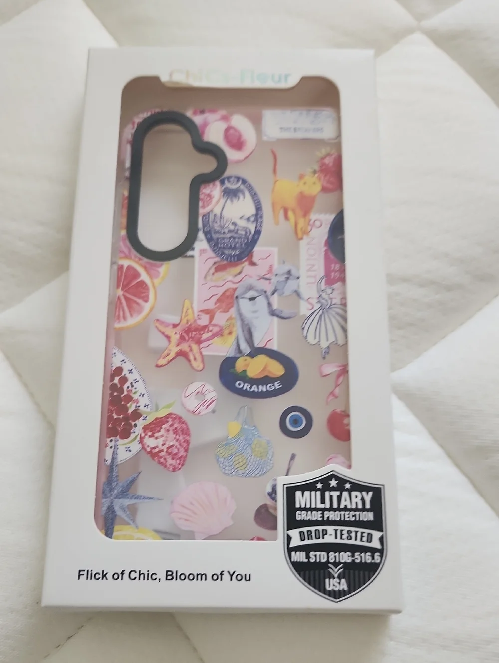 Floral Sticker-Style Clear Phone Case - Pink